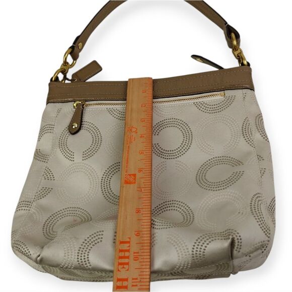Coach Olive Brown and Cream CC Signature Patterned Shoulder Bag Handbag Purse - Picture 10 of 13
